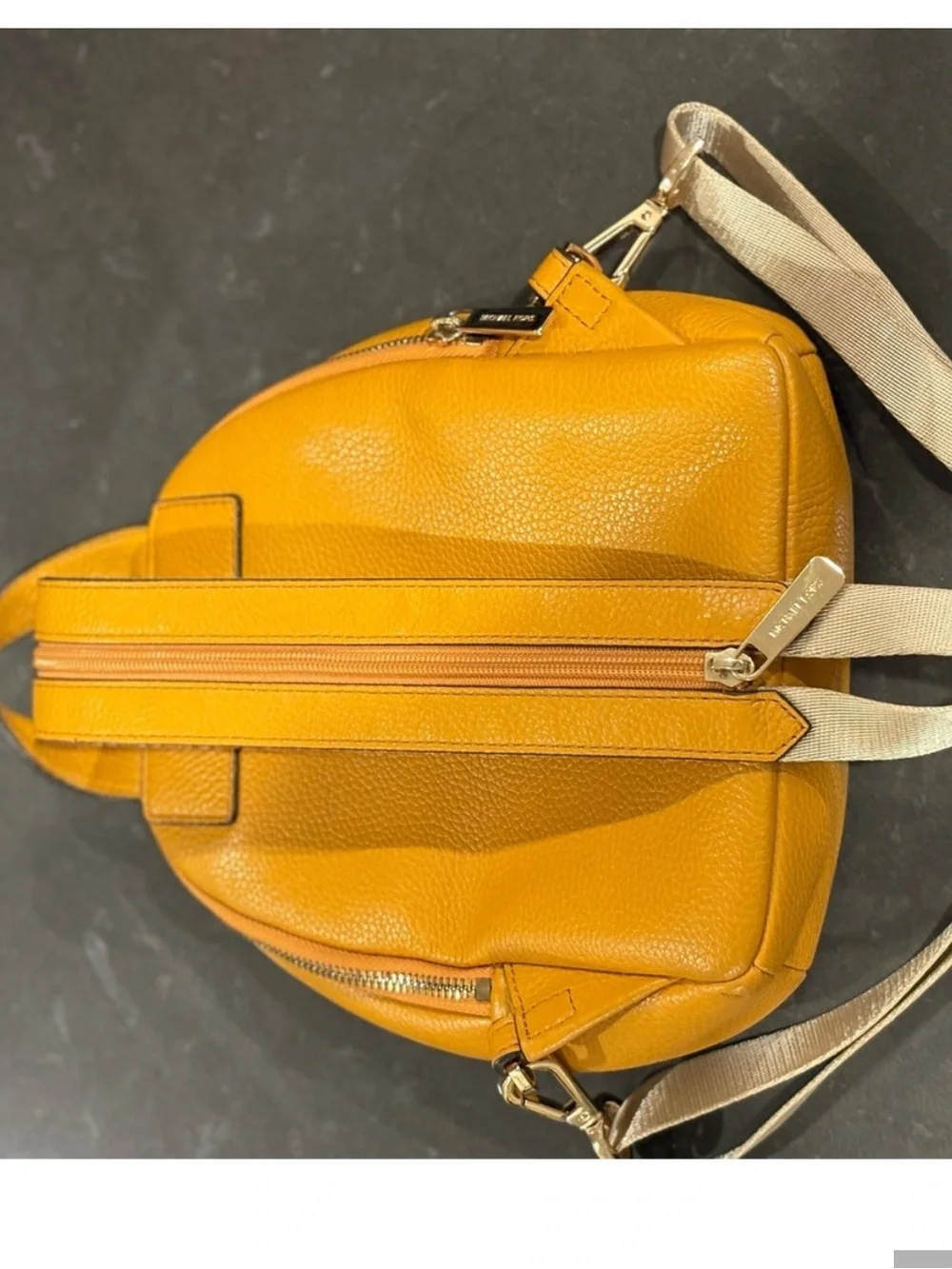 Michael Kors Mustard Yellow Pebbled Leather Mini Backpack